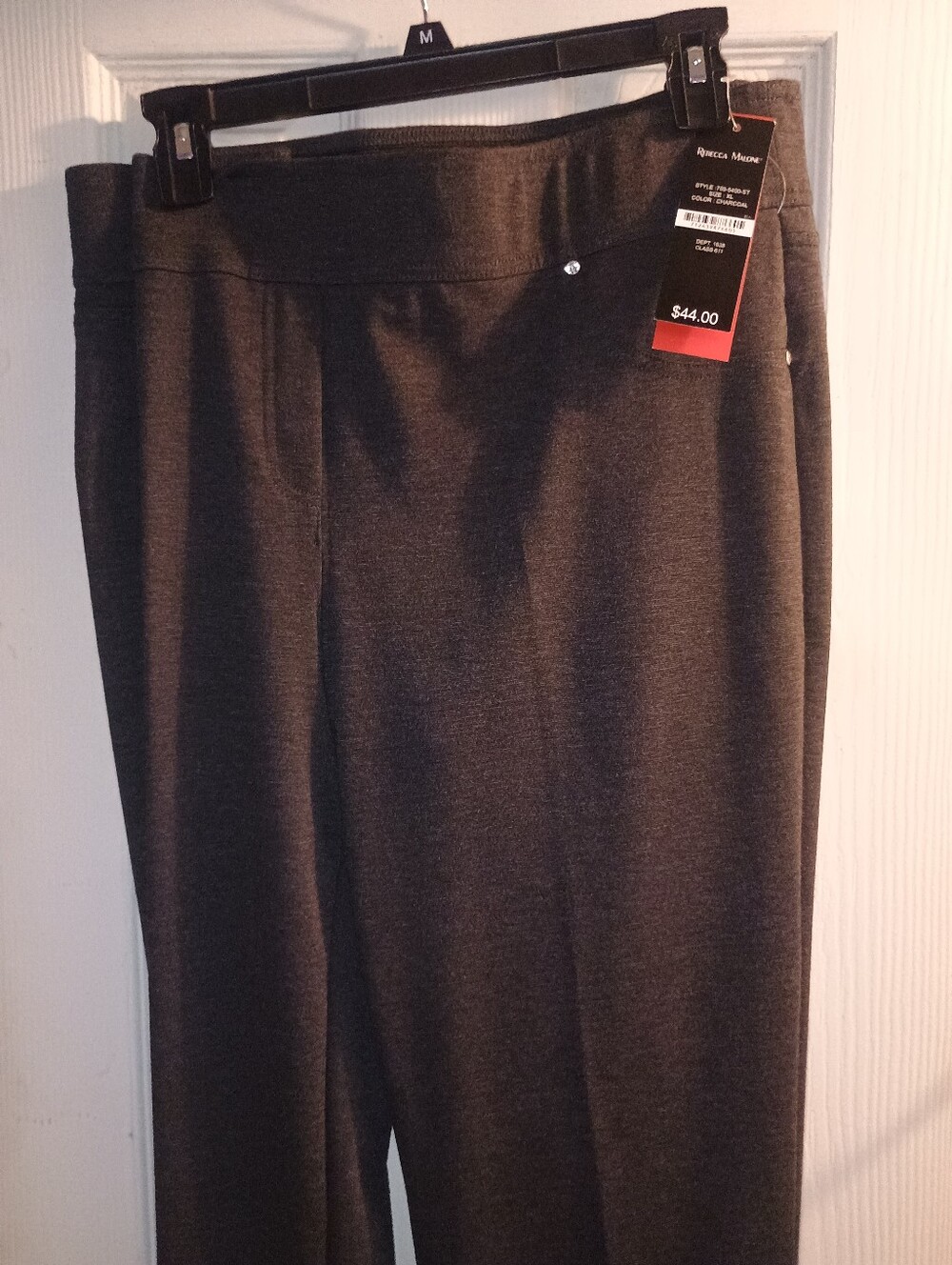Rebecca Malone Women's Stretch Straight-Leg Pants in Charcoal